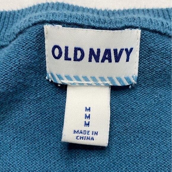 Old Navy Blue V-neck Sweater 100% Cotton Business Casual Size Medium - Picture 4 of 8